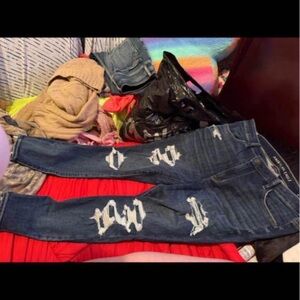 American Eagle Outfitters Dark Blue Ripped Skinny Jeans